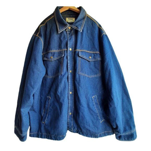 VTG Duke Haband Blue Denim Jacket Men's 3XL Fleece Lined Button Up Jacket - Picture 1 of 10